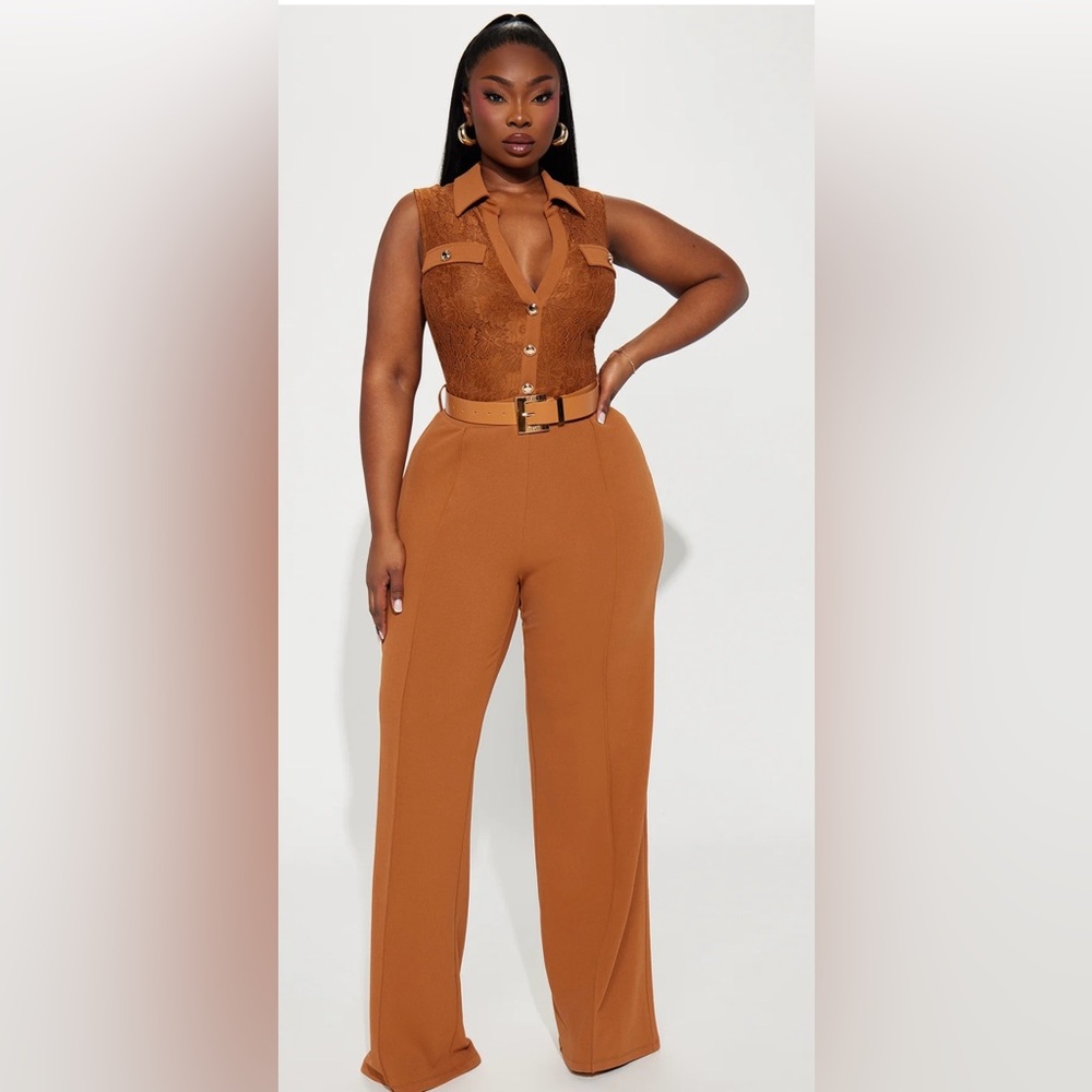 Fashion Nova Elegant Tan Women's Jumpsuit Size 2x - Picture 1 of 9